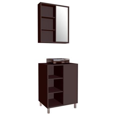 Imagem de Gabinete 60 Cm Espelheira E Cuba Preta Cj7250 Grafite Faem Grafite