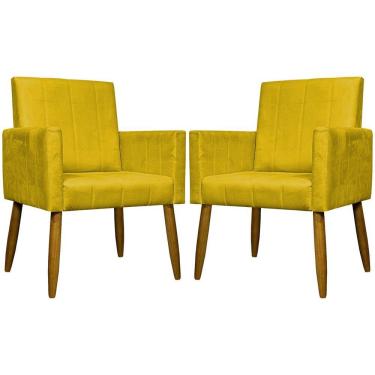 Imagem de Kit 2 Poltronas Decorativas Mari Suede Pé Palito - Amarelo Suede