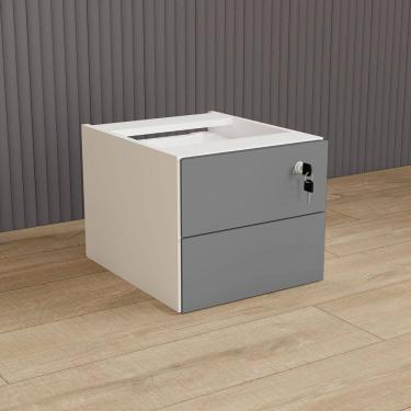 Imagem de Gaveteiro Suspenso 33cm X 40cm 2 Gavetas com Chave para Mesa Escrivaninha de Escritório Corporate Cinza Sagrado com Branco