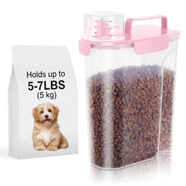 Imagem de LEAWALK Recipiente De Armazenamento Para Cães E Gatos De 5 A 7 Libras Portátil Com Bico Grande E Copo Atualizados, Dispensador De Comida Para Animais De Estimação De Plástico Para Ração De Animais P