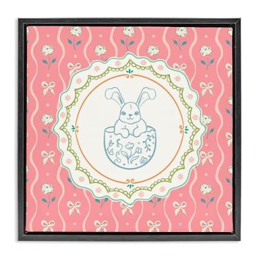 Imagem de Stupell Industries Arte de parede Spring Bunny & Egg Shell Gold Floater Canvas Floater, design por Angela Steahling, 18 x 18