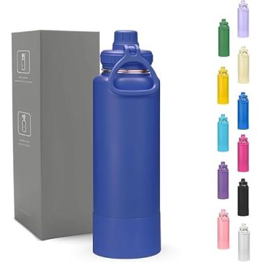 Imagem de Kirk Garrafa Térmica 800ml Profissional | Aço Inox 304, Dupla Camada a Vácuo, Base Antiderrapante | Mantém Gelado por 24h e Quente por 12h, Tampa com Bico Esportivo (Azul Marinho)