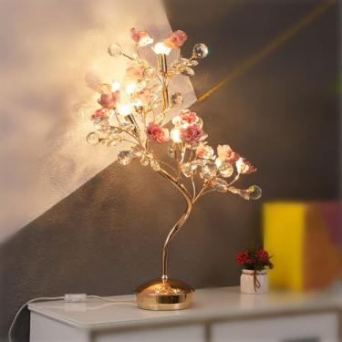 Imagem de Luminária de chão contemporânea em cerâmica com design floral, LED, estilo campestre francês, criativa, para sala de estar, quarto, quarto de menina, casa de campo (Estilo 1)