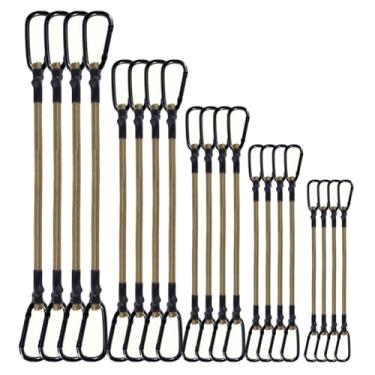 Imagem de Pacote com 20 cabos elásticos com mosquetão, 45,7 cm, 61 cm, 81,3 cm, 101,6 cm, 121,9 cm, tiras resistentes ao ar livre com ganchos, corda elástica de grau industrial de 90 kg para prender lonas