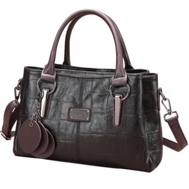 Imagem de Ruvafeny Bolsas e bolsa para mulheres, bolsa de couro vegano para mulheres com compartimentos, bolsa tiracolo feminina estilosa para trabalho, viagem