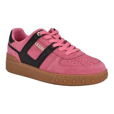 Imagem de GUESS Tênis feminino Inart, M EUA, Camurça preta rosa média 660, 6.5 UK