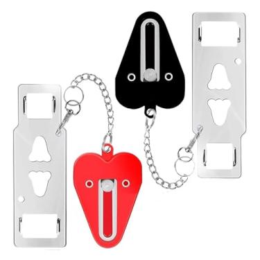 Imagem de Fechaduras de porta para casa, quarto, hotel, fechaduras de segurança antifurto (vermelho)