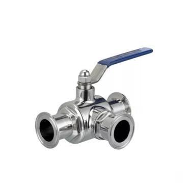Imagem de Válvula esférica de 3 vias de aço inoxidável 304 de 25 mm com porta L de 1,5 polegadas Tri Clamp 50,5 mm Ferrule O/D OROAOBOMT