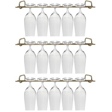 Imagem de Conjunto 3 Organizadores Porta Taças 42cm Suportes Suspensos Para Taças Dourado