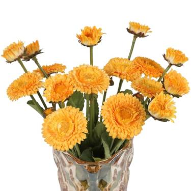 Imagem de INSUNSIX 8 peças de flores artificiais de crisântemo para decoração de casa (amarelo)
