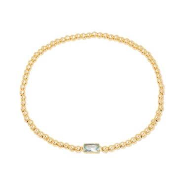 Imagem de Pulseira de pedra do mês de nascimento delicada para mulheres – Pulseiras elásticas modernas de amizade joias de aniversário presentes para aniversário, Natal, Dia dos Namorados, One Size, Aço de