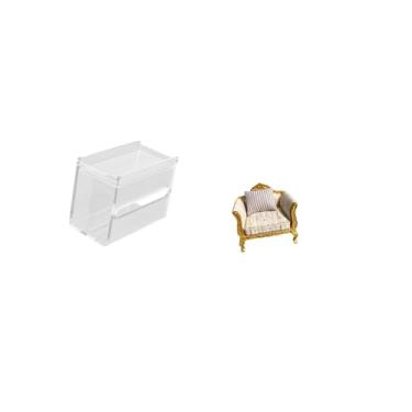 Imagem de Fenteer Caixa de Acrílico para Papel Higiênico, Dispensador Moderno de Papel Toalha, Suporte de Papel Higiênico de Parede, Sofá em Miniatura de Madeira para C