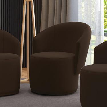 Imagem de Poltrona Decorativa Orgânica Fixa Para Sala Malu Suede M11 - D'rossi Cor Marrom