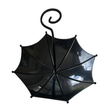 Imagem de IEUDNS Alimentador de pássaros em formato de guarda-chuva, alimentador de pássaros suspenso para exterior, decoração para jardim ou pátio, Preto