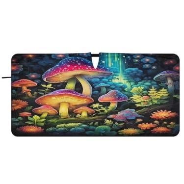 Imagem de Blueangle Guarda-sol colorido cogumelos para-brisa - 149.9 cm x 76.2 cm dobrável carro janela frontal blocos pára-sol raios UV viseira de sol (881)