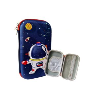 Imagem de Estojo Escolar Masculino com Design de Astronauta 3D – Estojo Box Infantil Azul para Meninos | Resistente, Espaçoso e Charmoso | Ideal para Organização Escolar (Astronauta)