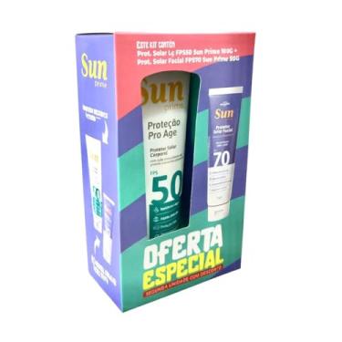 Imagem de Protetor Solar Kit Duas Unidades, Protetor Para o Corpo 100g FPS 50 e Protetor Facial 50g FPS 70, Fórmula de Rápida Absorção e Resistente À Água, Com Ácido Hialurônico, Carnosina e Vitamina E