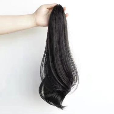 Imagem de Acessório de Cabelo Clip com rabo cavalo Extensão Curto Médio Cacheado Natural Suave Ondulado para Mulheres e Meninas Si
