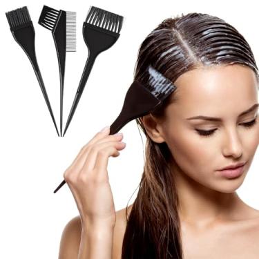 Imagem de Conjunto de 3 pincéis de tinta de cabelo, kit de mistura de pincéis, pente de tinta para tingimento de cabelo, aplicador de coloração