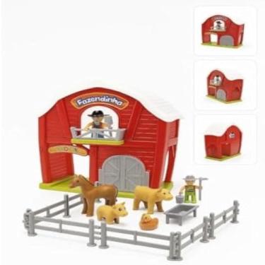 Imagem de Conjunto de brinquedos da fazenda, plastico, animais, tratores e cercas ,divertido.