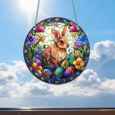 Imagem de Ornamentos para pendurar vitrais, apanhador solar acrílico de coelho, Páscoa, Dia das Mães, presentes de aniversário para mulheres, homens e mães