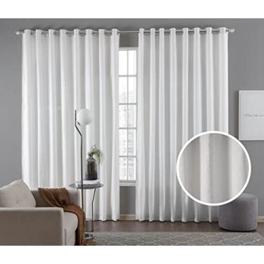 Imagem de Cortina Tecido Linho Rústico Branco 3,00M x 2,60M Com Ilhós Cromado Para Varão Simples