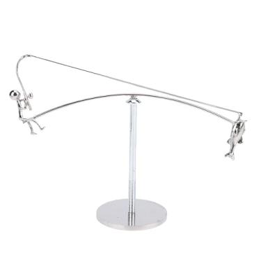 Imagem de VBESTLIFE Escultura de Equilíbrio de Pescador, Decoração de Arte Cinética para Amantes da Pesca, Escultura de Equilíbrio de Física