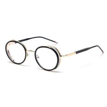 Imagem de JRLLFD Óculos de sol oval retrô masculino metal feminino armação redonda (c2)