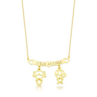 Imagem de Colar Filhos Meus Amores Banhados a Ouro 18k - Atraktiva Joias, Três M