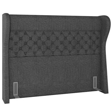 Imagem de Cabeceira Cama Box Queen 160 cm P05 Madrid Linho Cinza Escuro - Lyam Decor