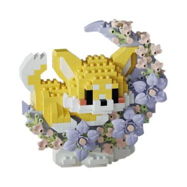 Imagem de Blocos De Montar Mini Panda E Raposa, Modelo De Montagem Flor E Lua, B