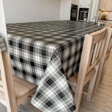 Imagem de Toalha de Mesa Plástica Térmica PVC 4 Lugares 1,40 x 1,40m Xadrez Preto