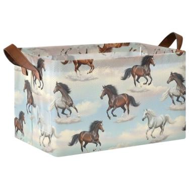 Imagem de Organizadores de brinquedos de cavalos de corrida e caixas de armazenamento com alças, caixas grandes para organização e armazenamento de quarto, 17 x 29 x 25 cm, 1 pacote