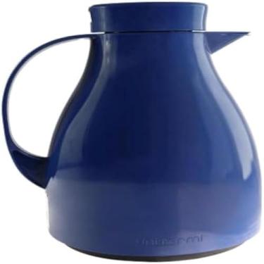 Imagem de Recipiente para bebidas quentes e frias, com gatilho, design, leve e azul, 1 litro, bonita.