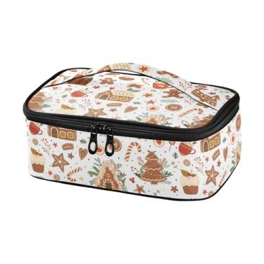 Imagem de Árvore de Natal Casas de Gengibre Biscoitos Lancheira Portátil Lancheira Feminina com Alça Lancheira Feminina