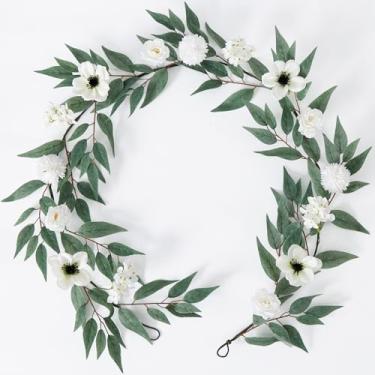 Imagem de Clycaloor Guirlanda de primavera de flores artificiais de 1,8 m, guirlanda de mesa de casamento, centros de mesa para decoração de mesa de casamento, decoração de centro de mesa de arco, flores de