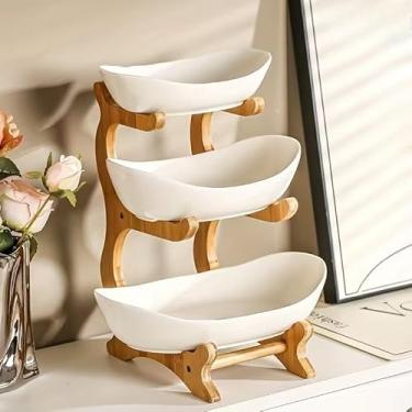 Imagem de Prato de frutas de 3 camadas para decoração criativa de sala de estar, sobremesa e lanches(3 Camadas de Branco)