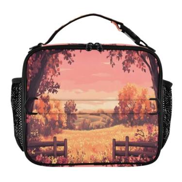Imagem de Joisal Lancheira de outono Sunset Fence para meninas, lancheira à prova de vazamento, bolsas térmicas