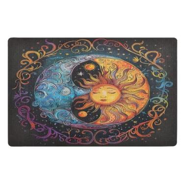Imagem de Joisal Tapete Colorido Lua e Sol Exterior Tapete Trapper Welcome Matt, Tapetes de Porta 81 cm x 50 cm