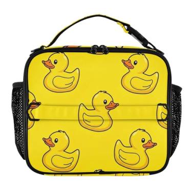Imagem de Lancheira fofa de pato amarelo para mulheres, meninas, lancheira com alça de ombro masculina e infantil, lancheira para trabalho, adultos, estampa animal, bolsa térmica