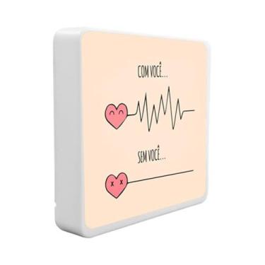 Imagem de Luminária Box Slim “Com Você, Sem Você ” – LED Decorativo com Alimentação USB e Design Motivacional!