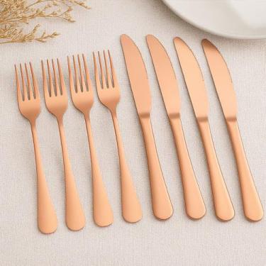 Imagem de Jogo Garfo Faca Inox Mesa Restaurante Gold Rose Kit 12 Peças - Gici Ho