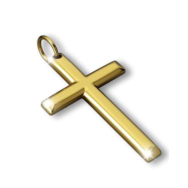 Imagem de ZENLUNANO Colar de cruz para homens e mulheres – Pingente de cruz minimalista de aço inoxidável 316L, prata polida/dourada/tom preto, pingente pequeno/médio/grande, joia de presente de fé cristã, 0