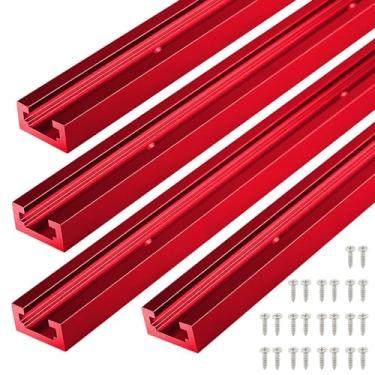 Imagem de Seekliny T Tracks Madeira Alumínio 61 cm Vermelho Pacote com 4 Parafusos para Acessórios Universais T-Track