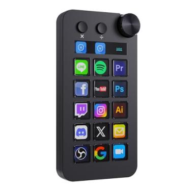Imagem de TreasLin VSDinside Stream Controller Deck com 18 teclas macro personalizáveis para acionar ações no OBS Twitch YouTube para criadores de conteúdo Stream Dock compatível com teclado macro preto PC e