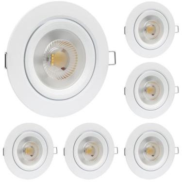 Imagem de Kit 6 Spot LED Embutir Redondo Bivolt 5W Branco Quente 3000k Iluminaçã