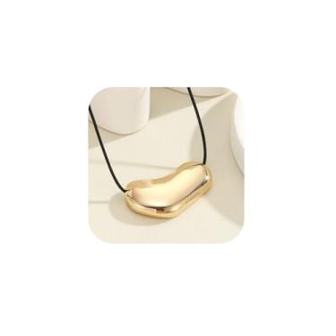 Imagem de Liiusgelad Colar feminino com pingente de coração de pêssego banhado a ouro grosso, joia minimalista de liga de zinco em corrente ajustável, Medium, Zinco, Sem Pedra Preciosa