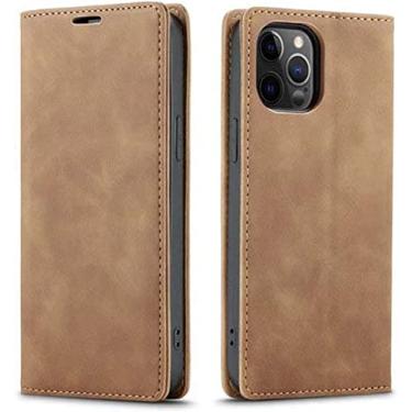 Imagem de HAZELS Coldre de capa de telefone fólio de couro PU retrô, carteira magnética [suporte de cartão] para Apple iPhone 14 Pro Max Case 2022 [Suporte] (Cor: marrom)