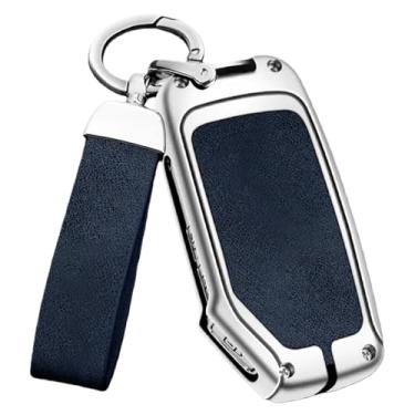 Imagem de Capa de proteção para chave de carro de couro de metal compatível com Kia Sportage/Ceed/Sorento/Cerato/Forte/KX3/K5 2017-2020(SLIVER SHELL BLUE)