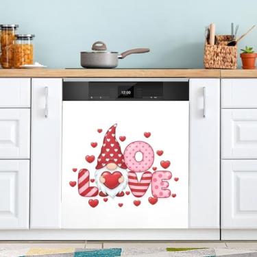 Imagem de ATTX Capa magnética para lava-louças padrão de gnomos dos namorados | Adesivo decorativo de eletrodomésticos de 58 x 66 cm para armários domésticos e eletrodomésticos #247
